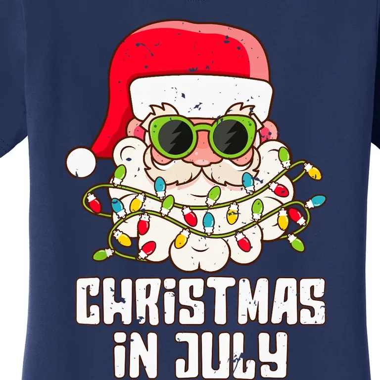 christmas in july santa hat sunglasses beach summer Women's T-Shirt