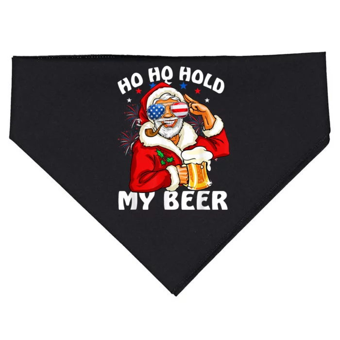 Christmas In July | Santa Ho Ho Hold My Beer USA-Made Doggie Bandana