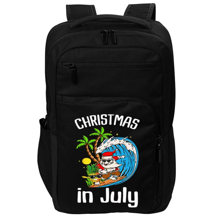 Christmas In July Santa Hawaiian Summer Surf Surfing Surfer Impact Tech Backpack