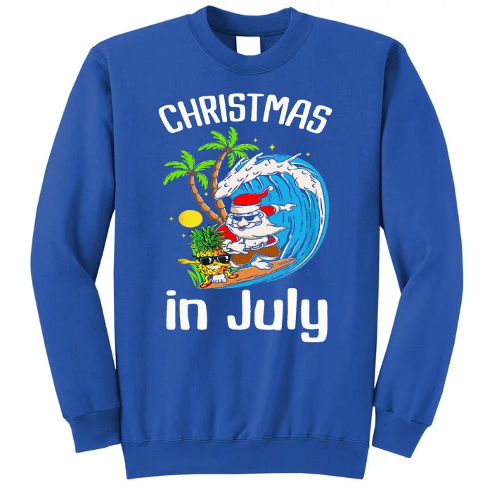 Christmas In July Santa Hawaiian Summer Surf Surfing Surfer Sweatshirt