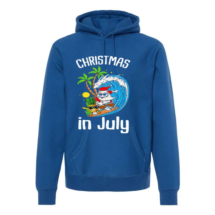 Christmas In July Santa Hawaiian Summer Surf Surfing Surfer Premium Hoodie