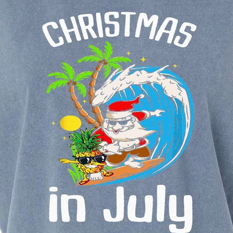 Christmas In July Santa Hawaiian Summer Surf Surfing Surfer Garment-Dyed Women's Muscle Tee