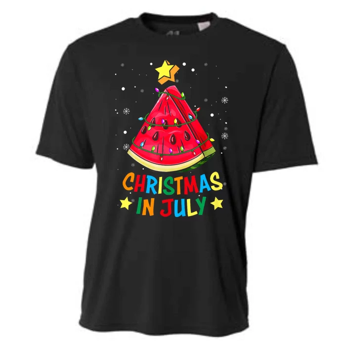 Christmas In July Watermelon Xmas Tree Summer Cooling Performance Crew T-Shirt