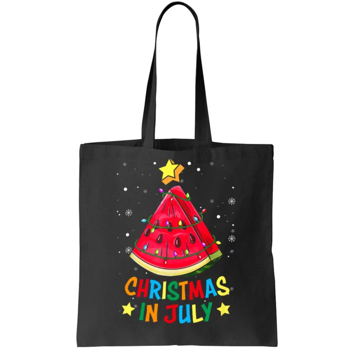 Christmas In July Watermelon Xmas Tree Summer Tote Bag