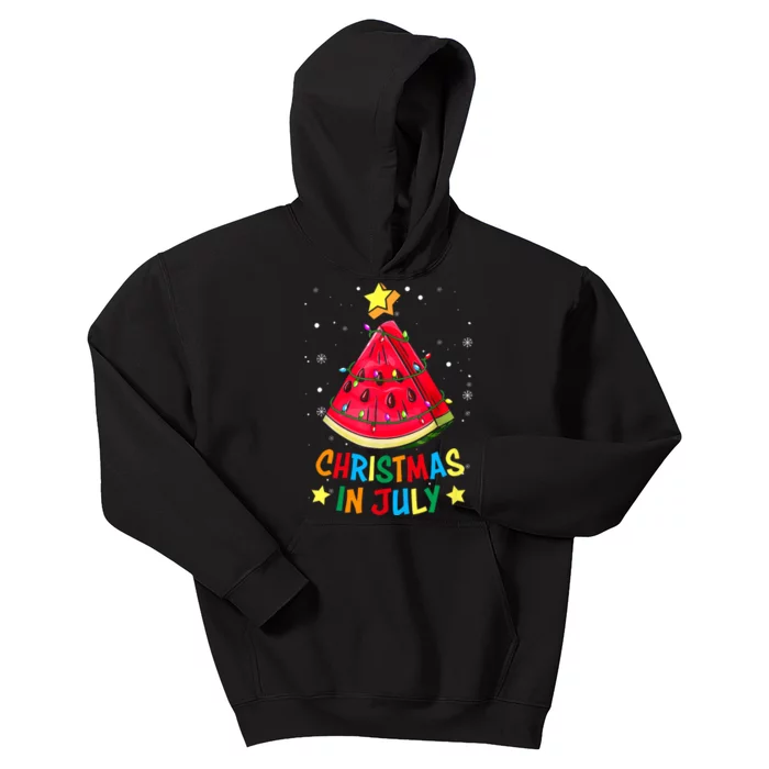 Christmas In July Watermelon Xmas Tree Summer Kids Hoodie