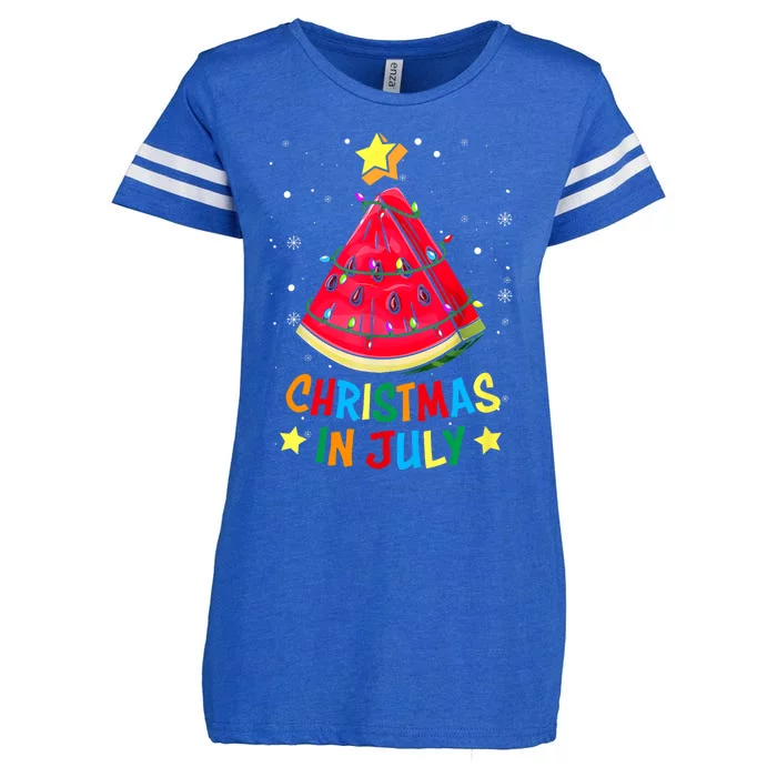 Christmas In July Watermelon Xmas Tree Summer Enza Ladies Jersey Football T-Shirt