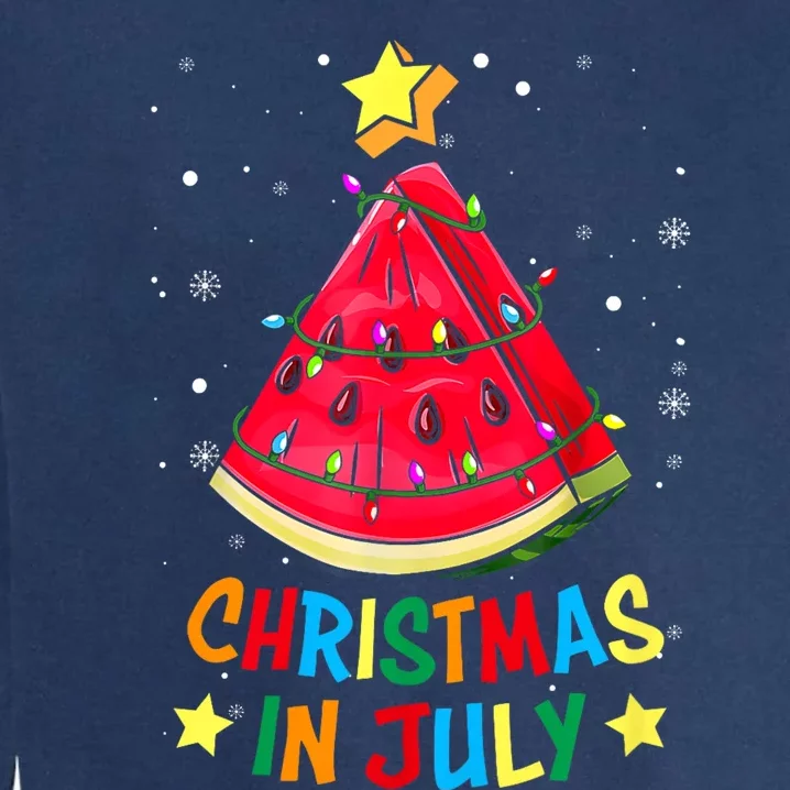 Christmas In July Watermelon Xmas Tree Summer Garment-Dyed Sweatshirt