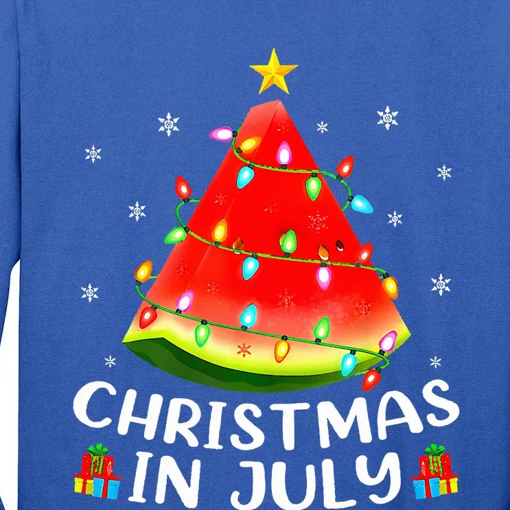 Christmas In July Watermelon Christmas Tree Summer Vacation Tall Long Sleeve T-Shirt