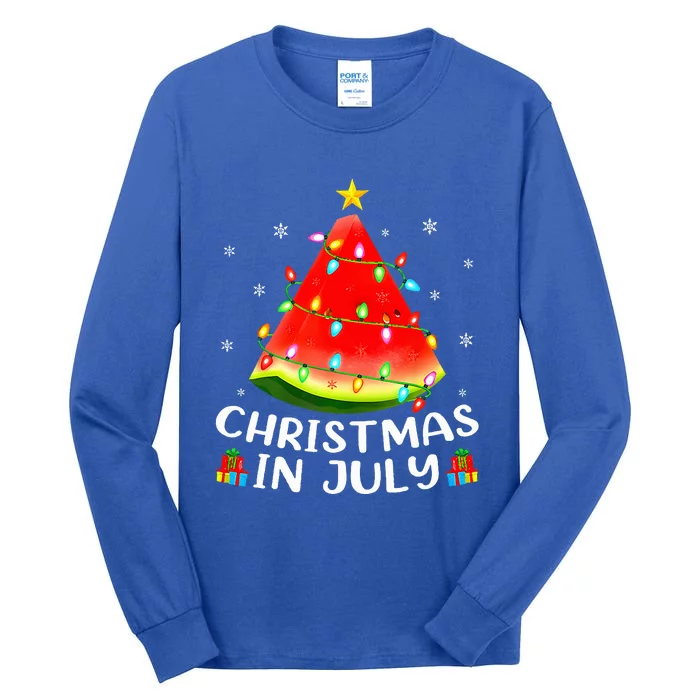 Christmas In July Watermelon Christmas Tree Summer Vacation Tall Long Sleeve T-Shirt