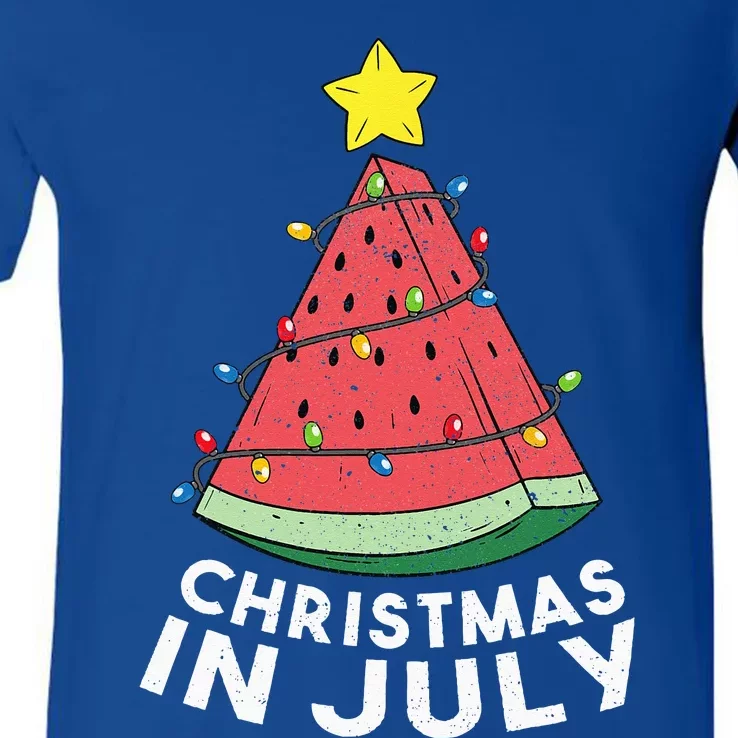 Christmas In July Summer Watermelon Xmas Tree V-Neck T-Shirt