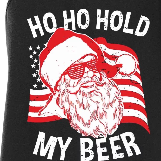 Christmas In July Santa Ho Ho Hold My Beer Women's Racerback Tank