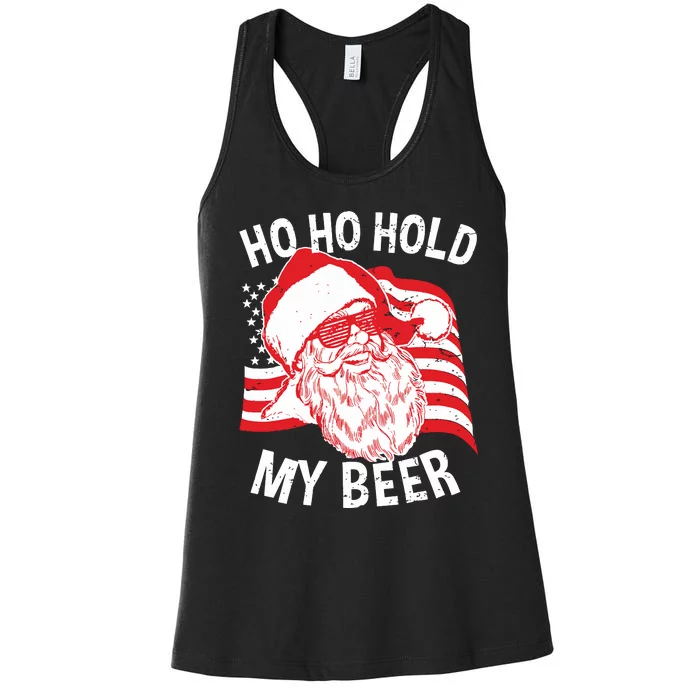 Christmas In July Santa Ho Ho Hold My Beer Women's Racerback Tank