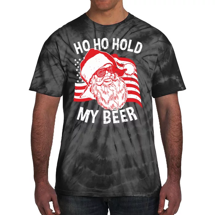 Christmas In July Santa Ho Ho Hold My Beer Tie-Dye T-Shirt