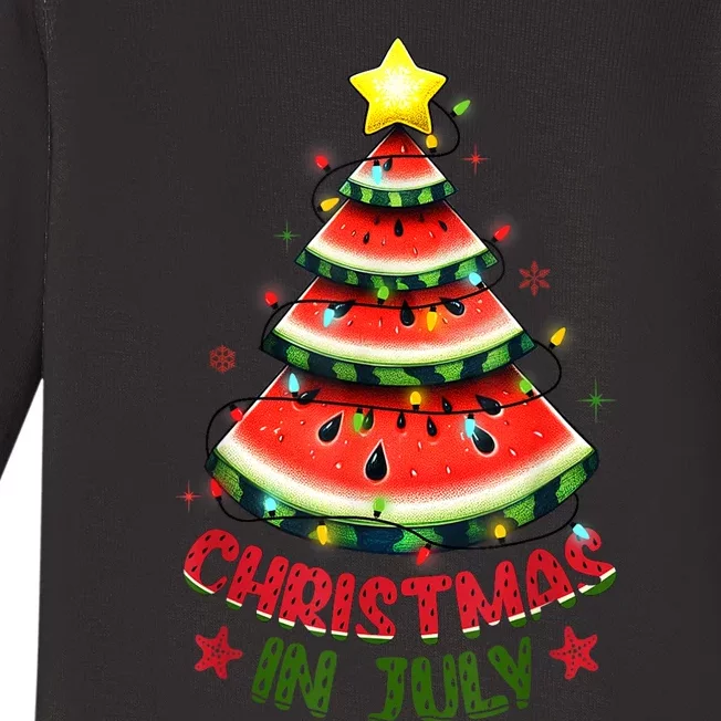 Christmas In July Watermelon Xmas Tree Baby Long Sleeve Bodysuit