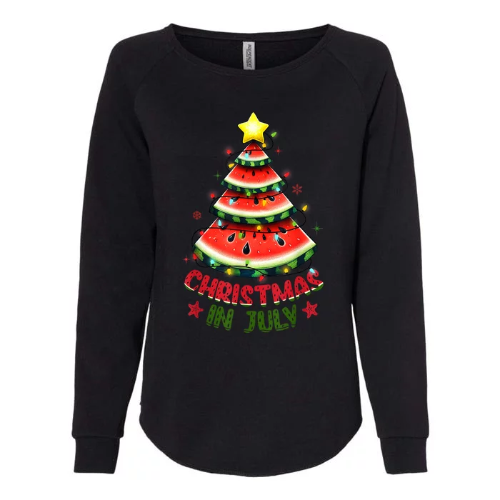 Christmas In July Watermelon Xmas Tree Womens California Wash Sweatshirt