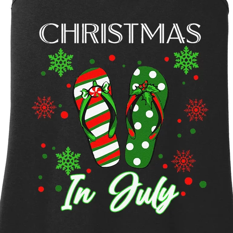 Christmas In July Flip Flops Summer Vacation Beach Lovers Ladies Essential Tank