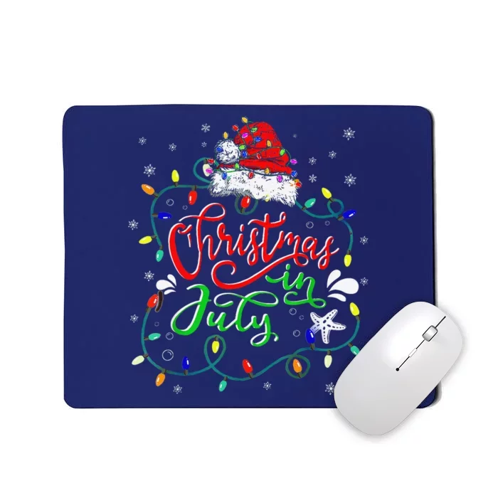 Christmas In July Lights Funny Summer Xmas Mousepad