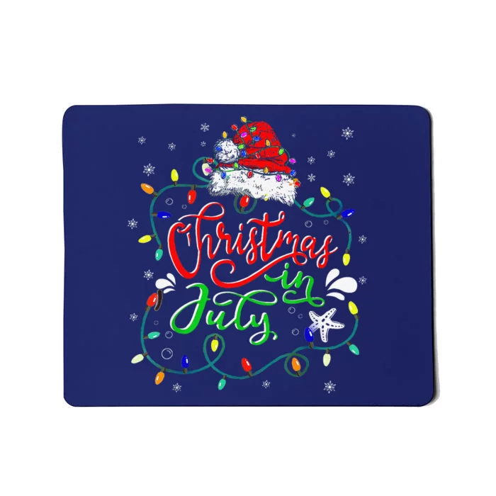 Christmas In July Lights Funny Summer Xmas Mousepad