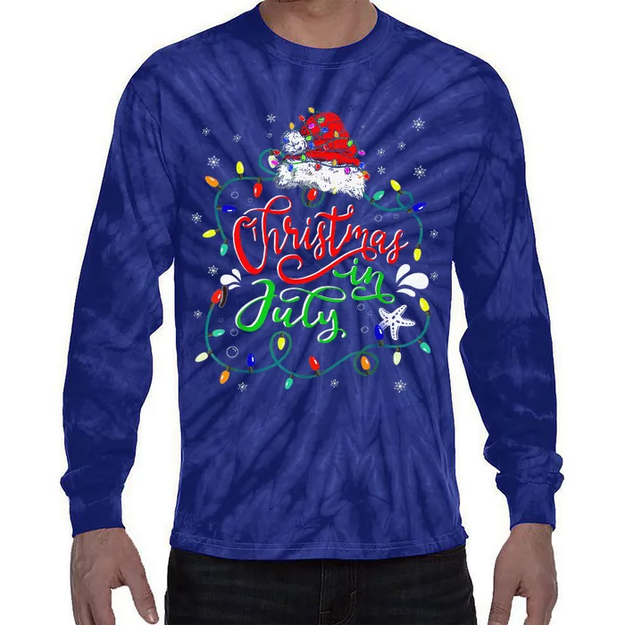 Christmas In July Lights Funny Summer Xmas Tie-Dye Long Sleeve Shirt