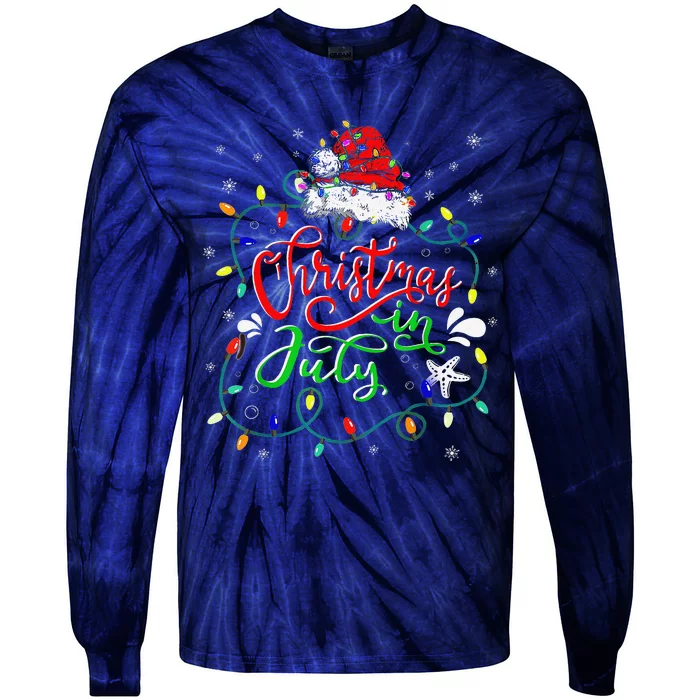 Christmas In July Lights Funny Summer Xmas Tie-Dye Long Sleeve Shirt