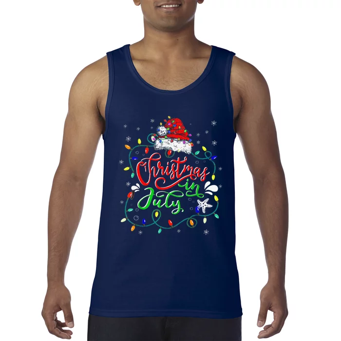 Christmas In July Lights Funny Summer Xmas Tank Top