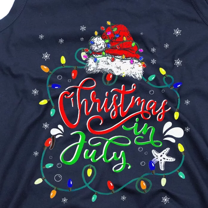 Christmas In July Lights Funny Summer Xmas Tank Top