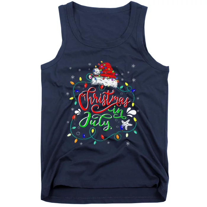 Christmas In July Lights Funny Summer Xmas Tank Top