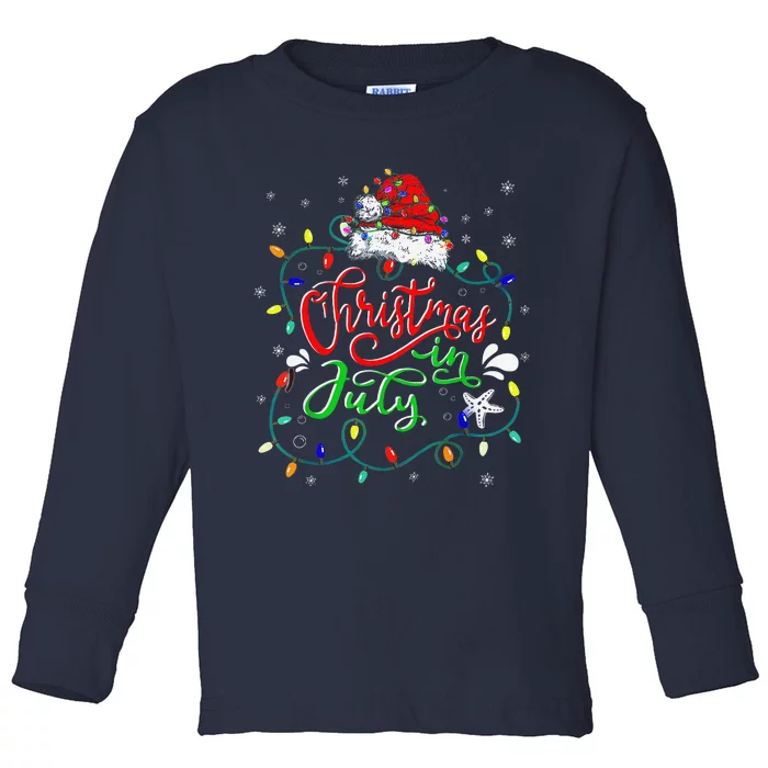 Christmas In July Lights Funny Summer Xmas Toddler Long Sleeve Shirt