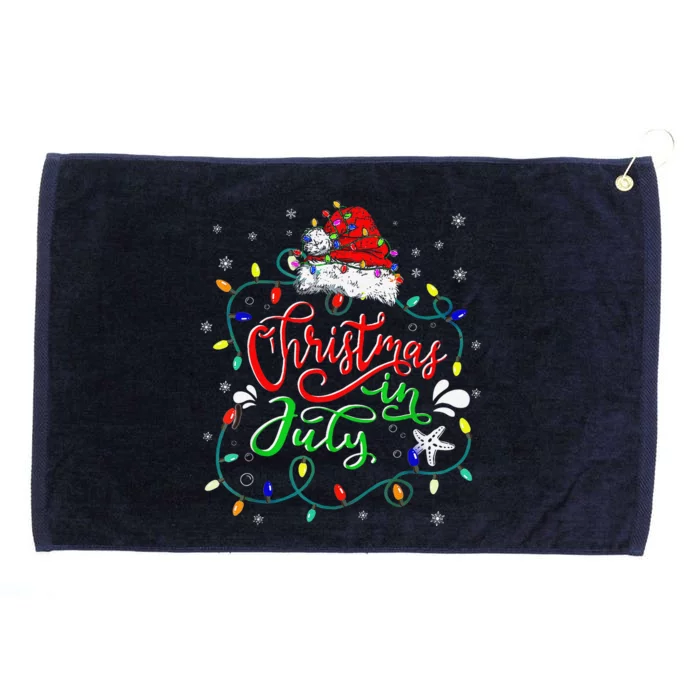 Christmas In July Lights Funny Summer Xmas Grommeted Golf Towel