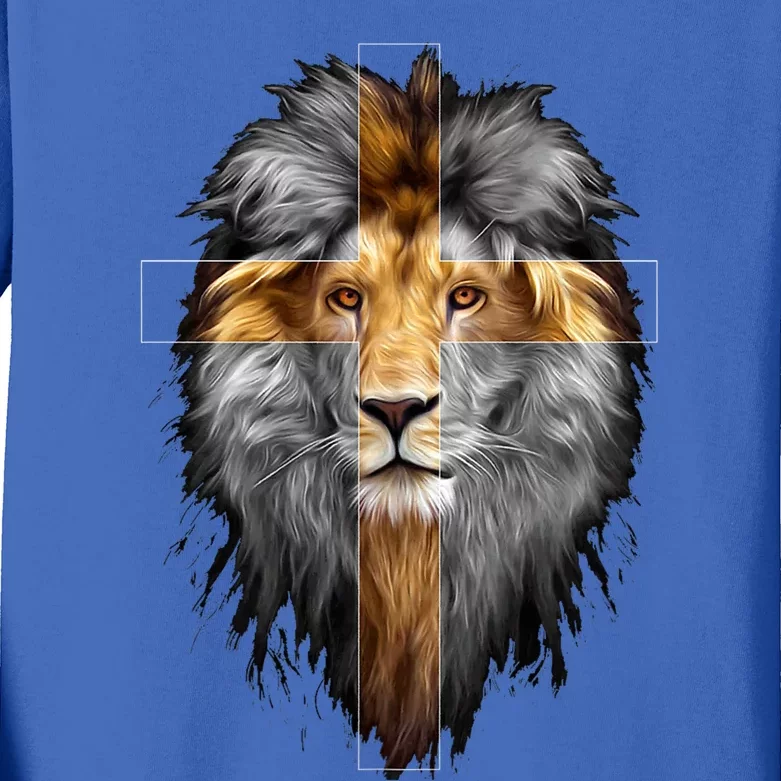 Christian Inspiration Jesus Lion Of Judah Kids Long Sleeve Shirt