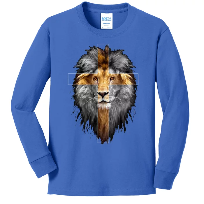 Christian Inspiration Jesus Lion Of Judah Kids Long Sleeve Shirt