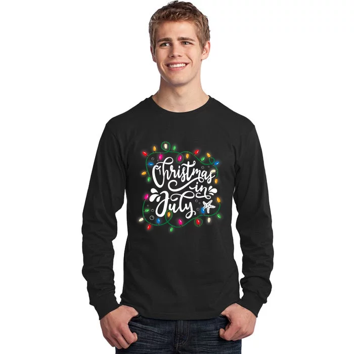 Christmas In July Lights Beach Vacation Summer Xmas Tall Long Sleeve T-Shirt