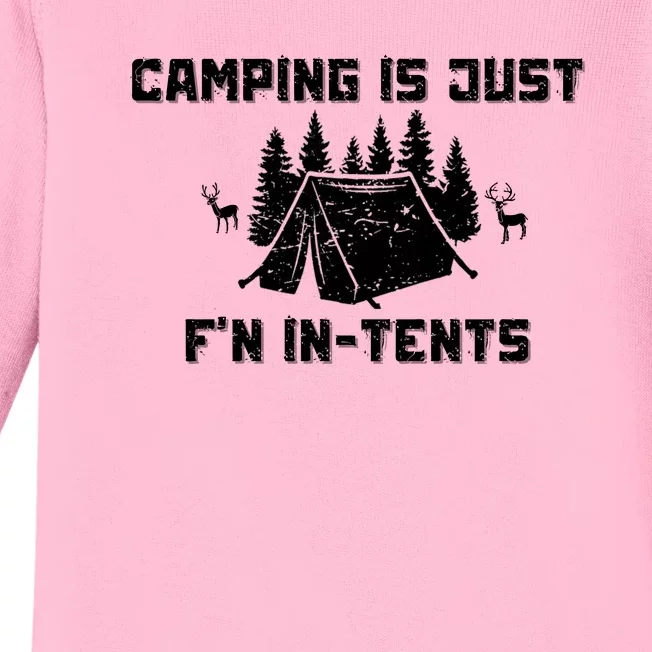 Camping Is Just F'n In Tents Baby Long Sleeve Bodysuit