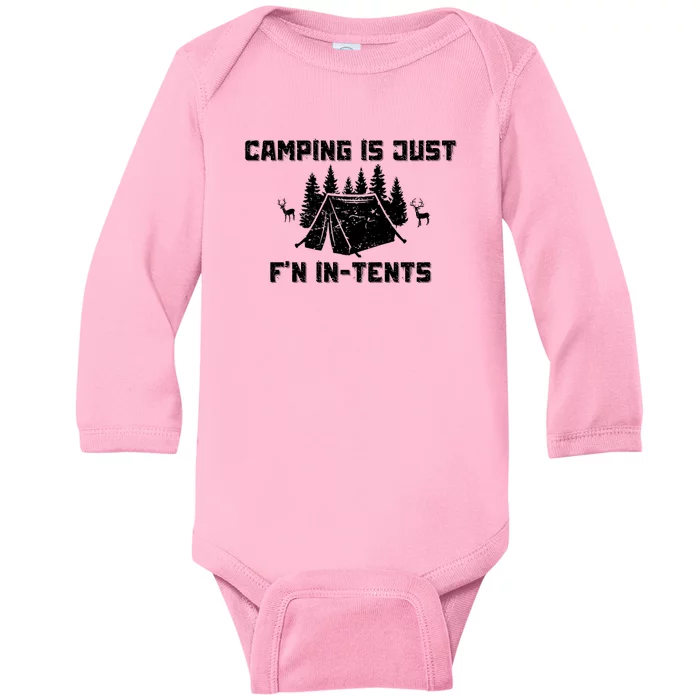 Camping Is Just F'n In Tents Baby Long Sleeve Bodysuit