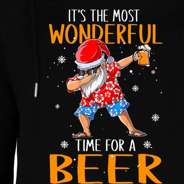 Christmas In July Santa Hawaiian Wonderful Beer Lover Womens Funnel Neck Pullover Hood