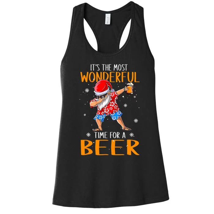 Christmas In July Santa Hawaiian Wonderful Beer Lover Women's Racerback Tank