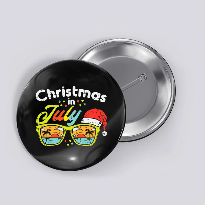 Christmas In July Sunglasses Santa Beach Summer Summer Xmas Button