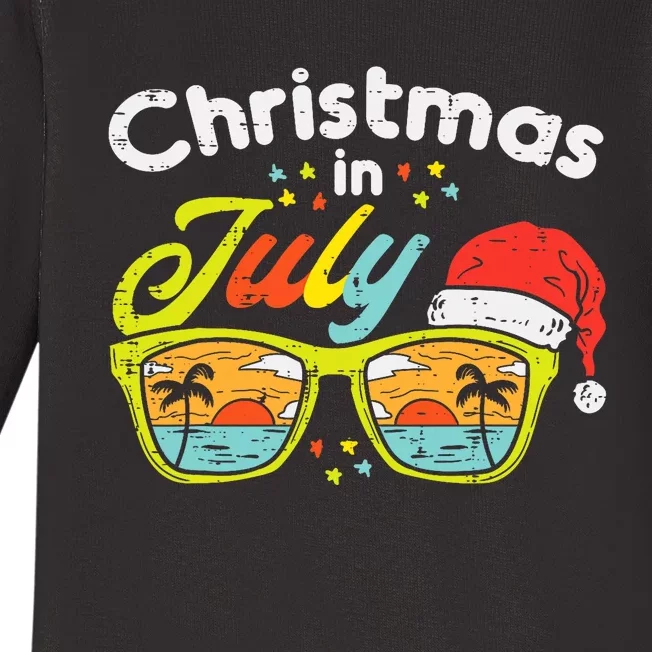 Christmas In July Sunglasses Santa Beach Summer Summer Xmas Baby Long Sleeve Bodysuit