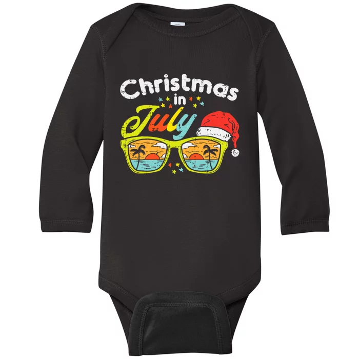 Christmas In July Sunglasses Santa Beach Summer Summer Xmas Baby Long Sleeve Bodysuit