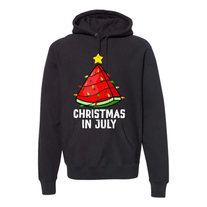 Christmas In July Watermelon Summer Beach Vacation Premium Hoodie