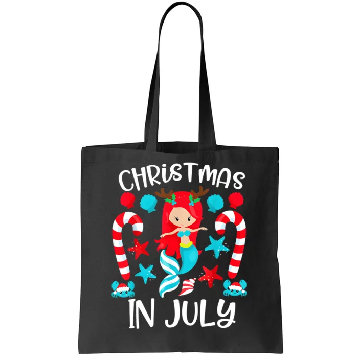 Christmas In July Cute Mermaid Summer Vacation Tote Bag