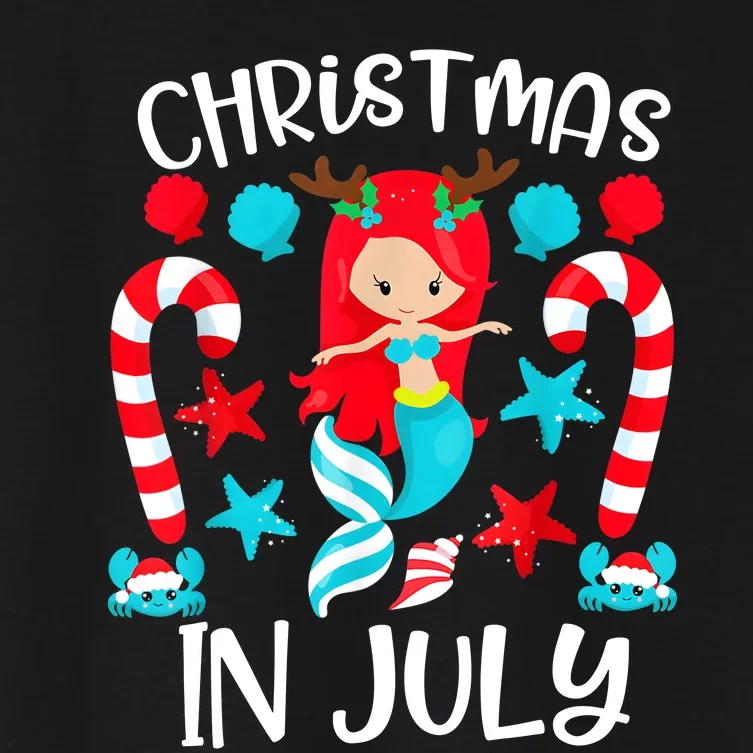 Christmas In July Cute Mermaid Summer Vacation Women's Crop Top Tee