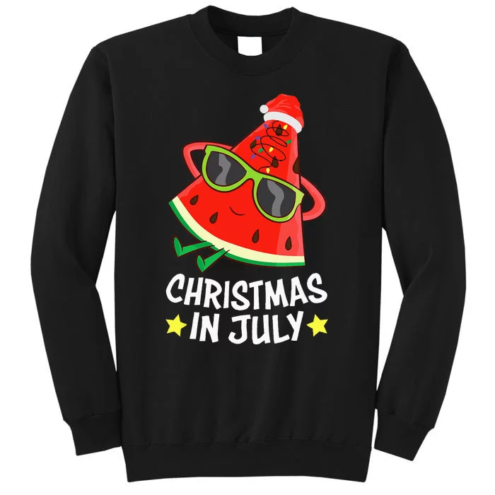 Christmas In July Watermelon Xmas Tree Summer Tall Sweatshirt