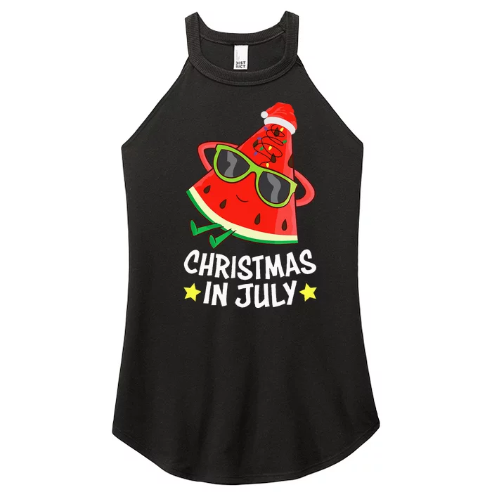 Christmas In July Watermelon Xmas Tree Summer Women’s Perfect Tri Rocker Tank