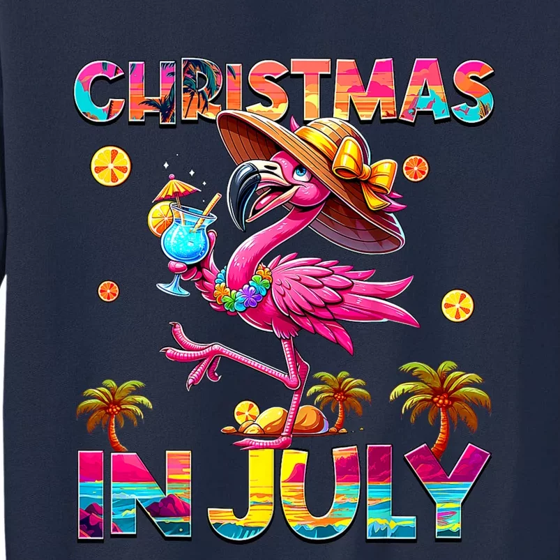 Christmas In July Flamingo Beach Summer Hawaii Tall Sweatshirt