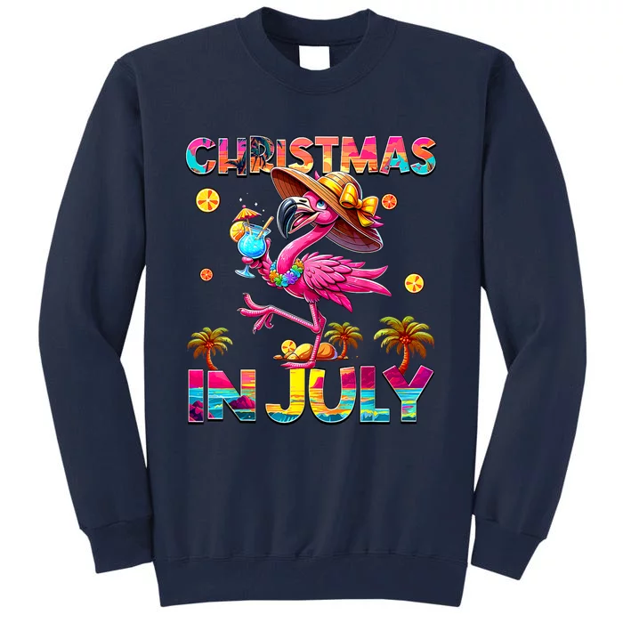 Christmas In July Flamingo Beach Summer Hawaii Tall Sweatshirt