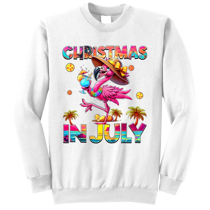 Christmas In July Flamingo Beach Summer Hawaii Sweatshirt