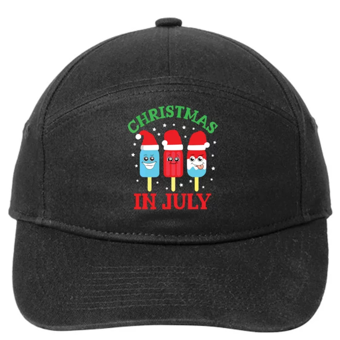 Christmas In July Shirts Ice Pops Santa Funny 7-Panel Snapback Hat