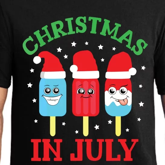 Christmas In July Shirts Ice Pops Santa Funny Pajama Set