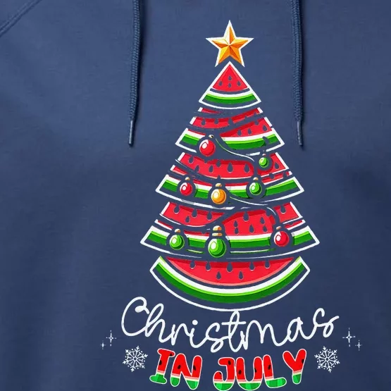 Christmas In July Watermelon Xmas Tree Summer Performance Fleece Hoodie